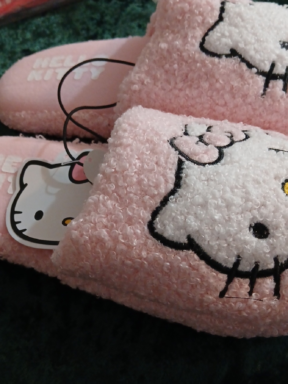 Hello Kitty Pink Plush Slide Slippers